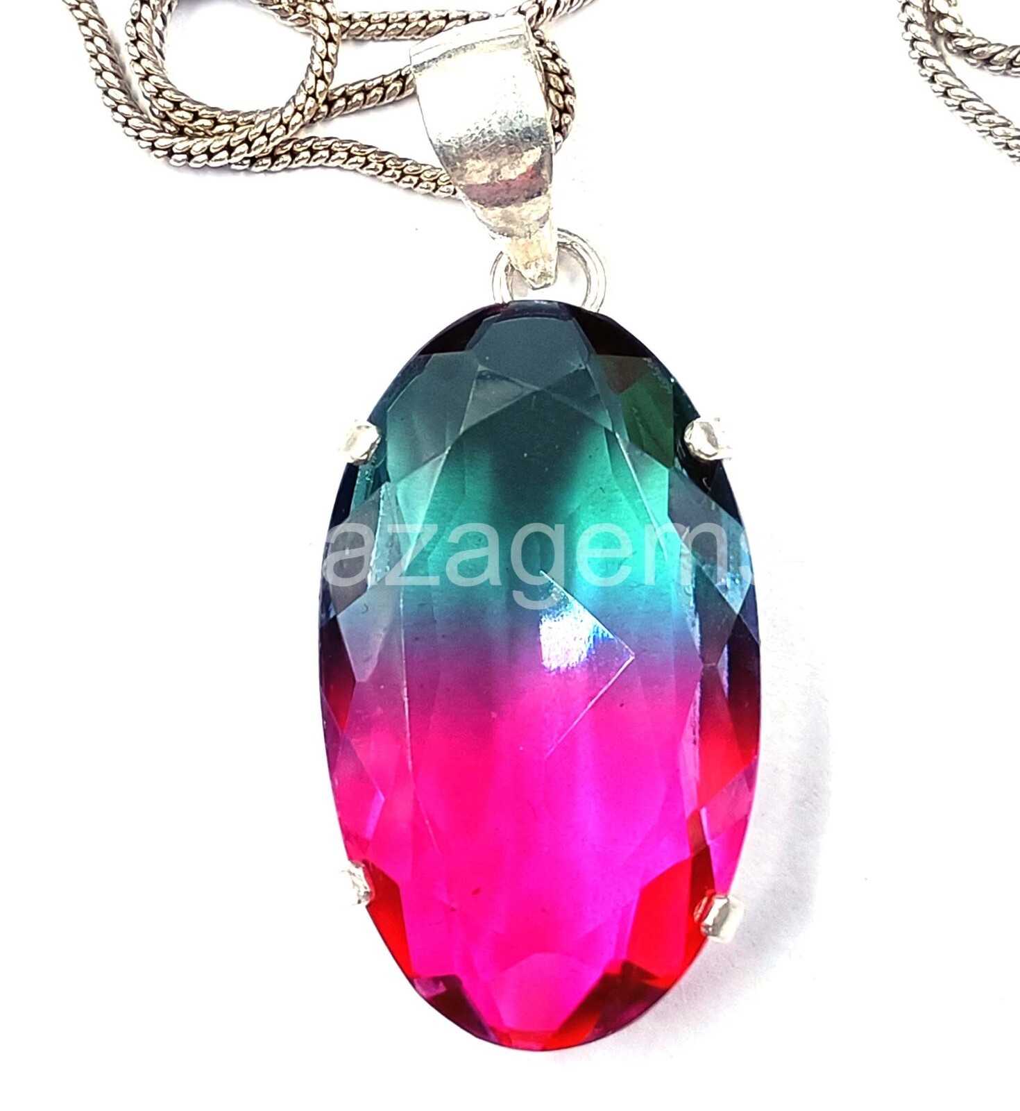 68.50 Ct Oval Cut Bi-Color Pendant 925 Strealing Silver EGL 4RDR