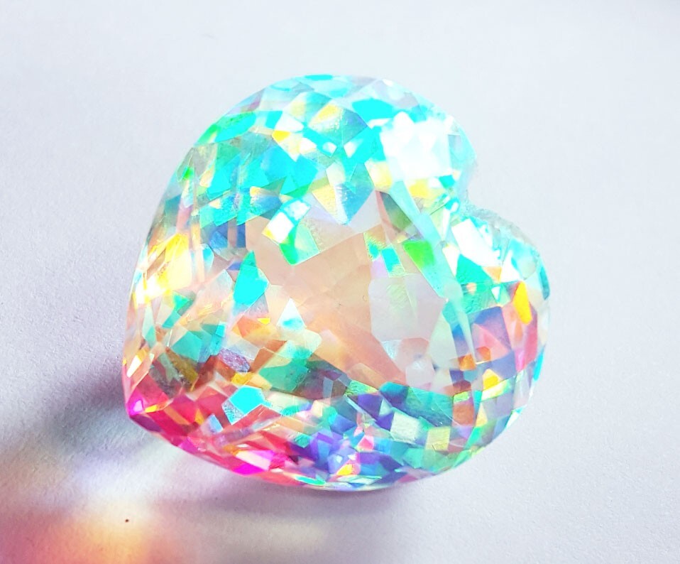 Mystic Quartz Loose Gemstone Heart Shape 53.45 Ct Certified With Free Gift