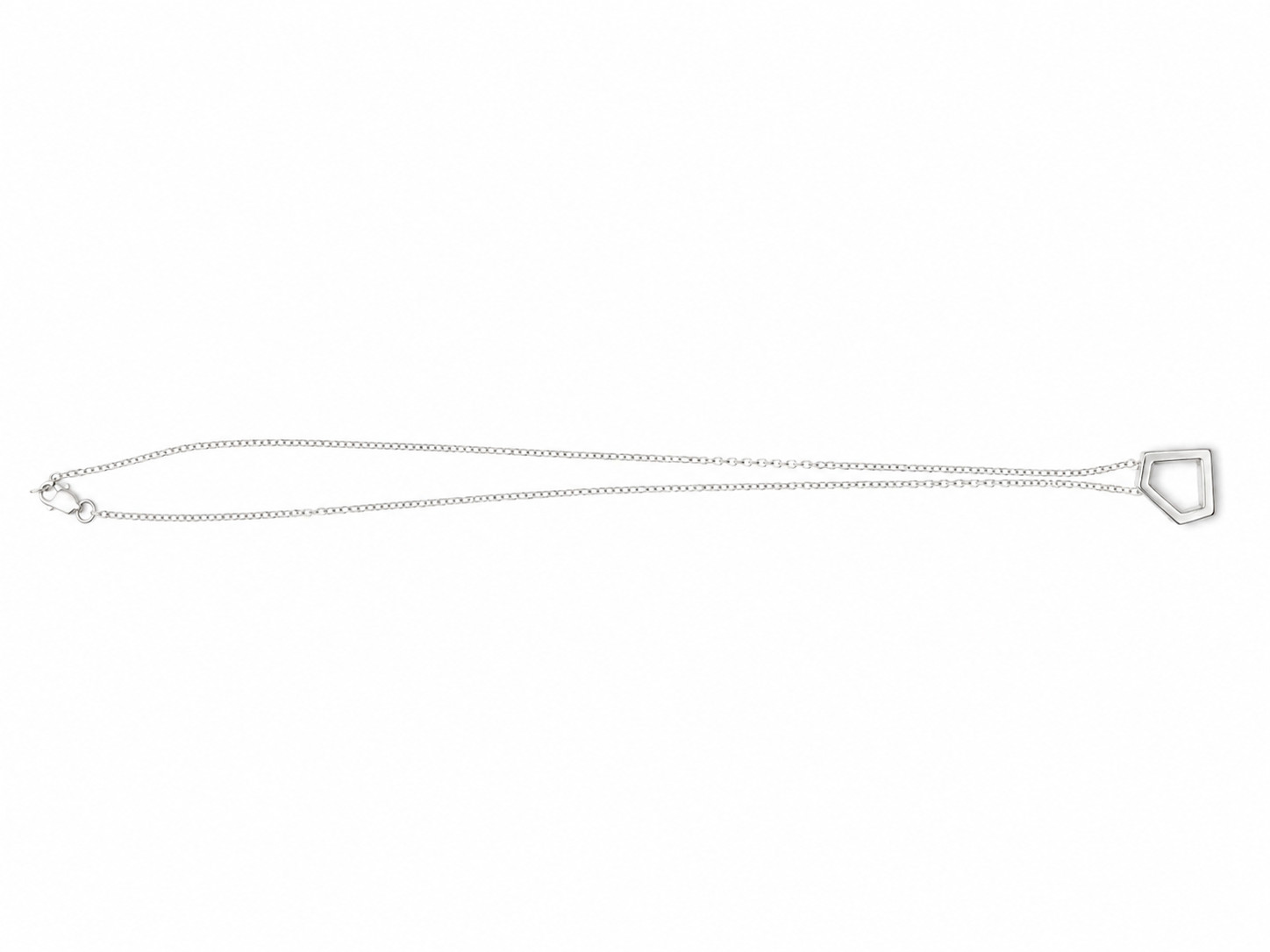 925 Sterling Silver Geometric Pentagon Pendant Necklace 18″ Chain Minimalist