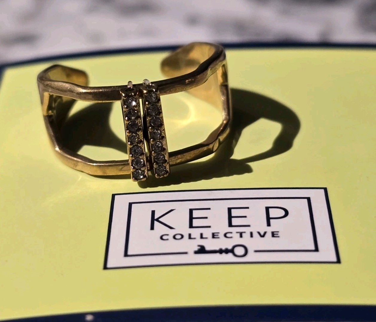 KEEP Collective GOLD RING Size M/L 7-9 Adjustable Charm Key Keeper NEW