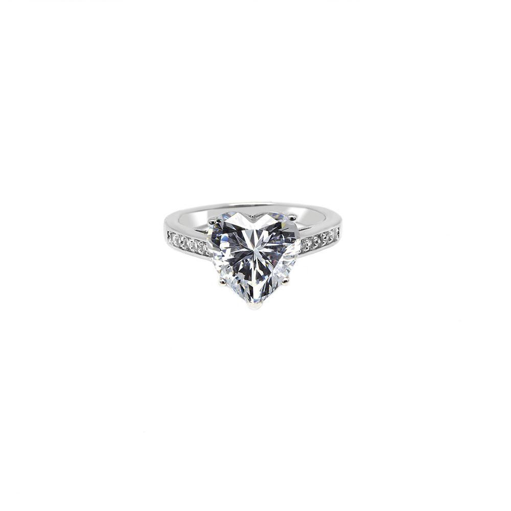 Sterling Silver 925 Plated Women’s CZ HEART Eternity Wedding Band Ring