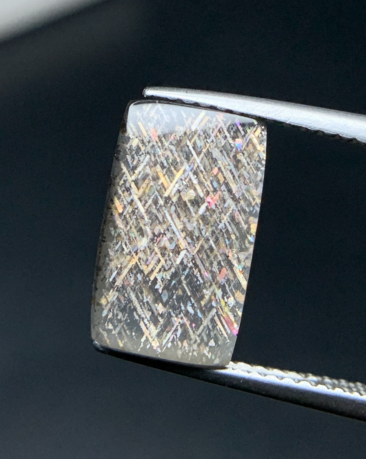 Natural Australian Rainbow Lattice Sunstone 3.49 Carat 12.8×7.8 MM Cushion Shape