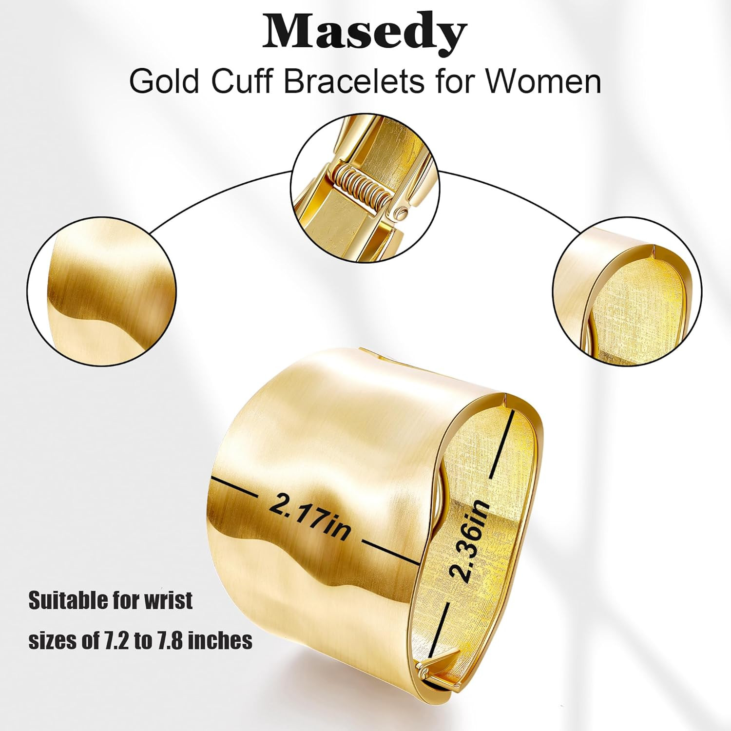 18K Gold Plated Wide Chunky Gold Cuff Bracelets for Women Chunky Bangle