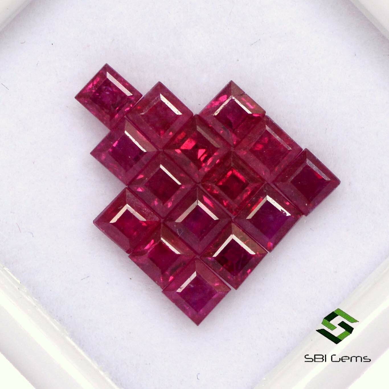 2.50 mm Natural Ruby Square Cut Lot 50 Pcs 9.33 Cts Calibrated Loose Gemstones
