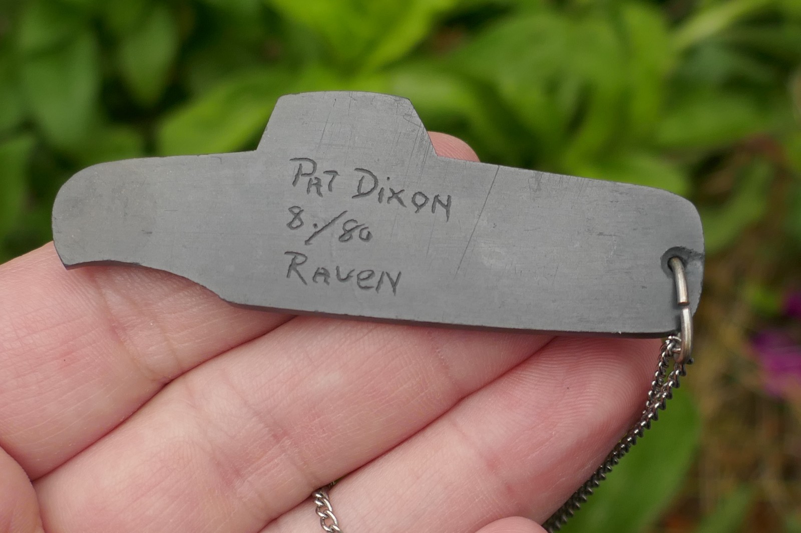 Vintage Haida Native Pat Dixon Hand Carved Argillite Raven Pendant on Chain