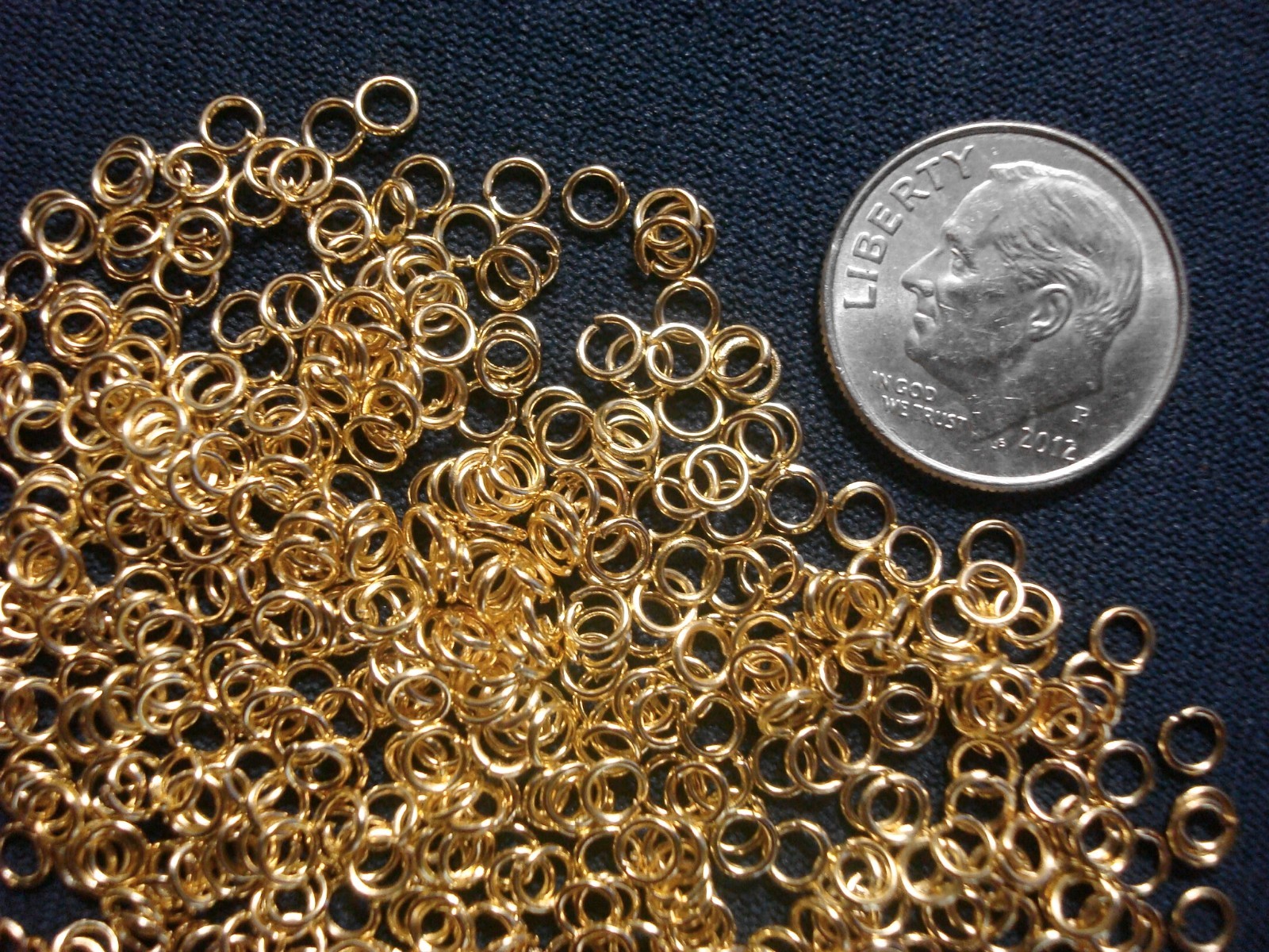 500 3mm Yellow gold plated steel open jump rings 22 gauge round wire FPJ003