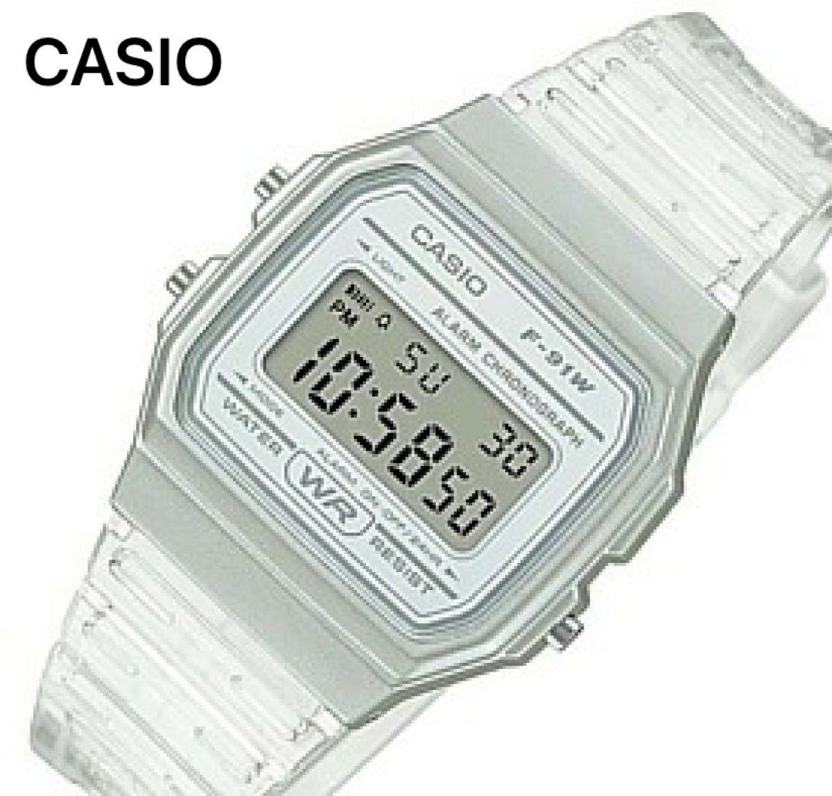 CASIO F-91WS-7 Clear Skeleton Digital Watch Transparent New Unused