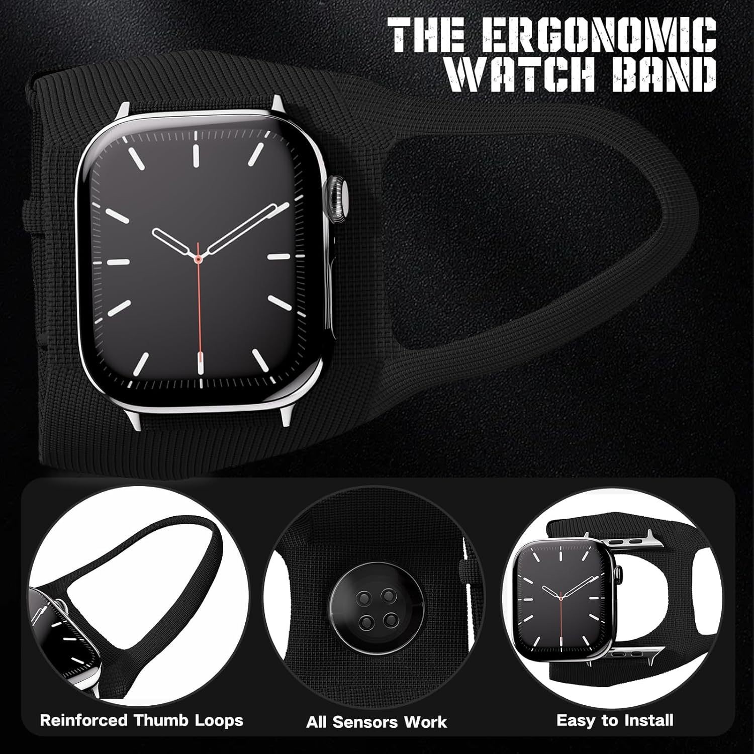 Breathable Knit Ergonomic Band, Perfect View Angle for All Apple Watch