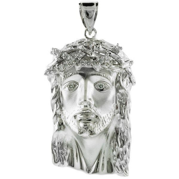 Sterling Silver Jesus Face CZ Pendant for Men – Large Iced Religious Piece