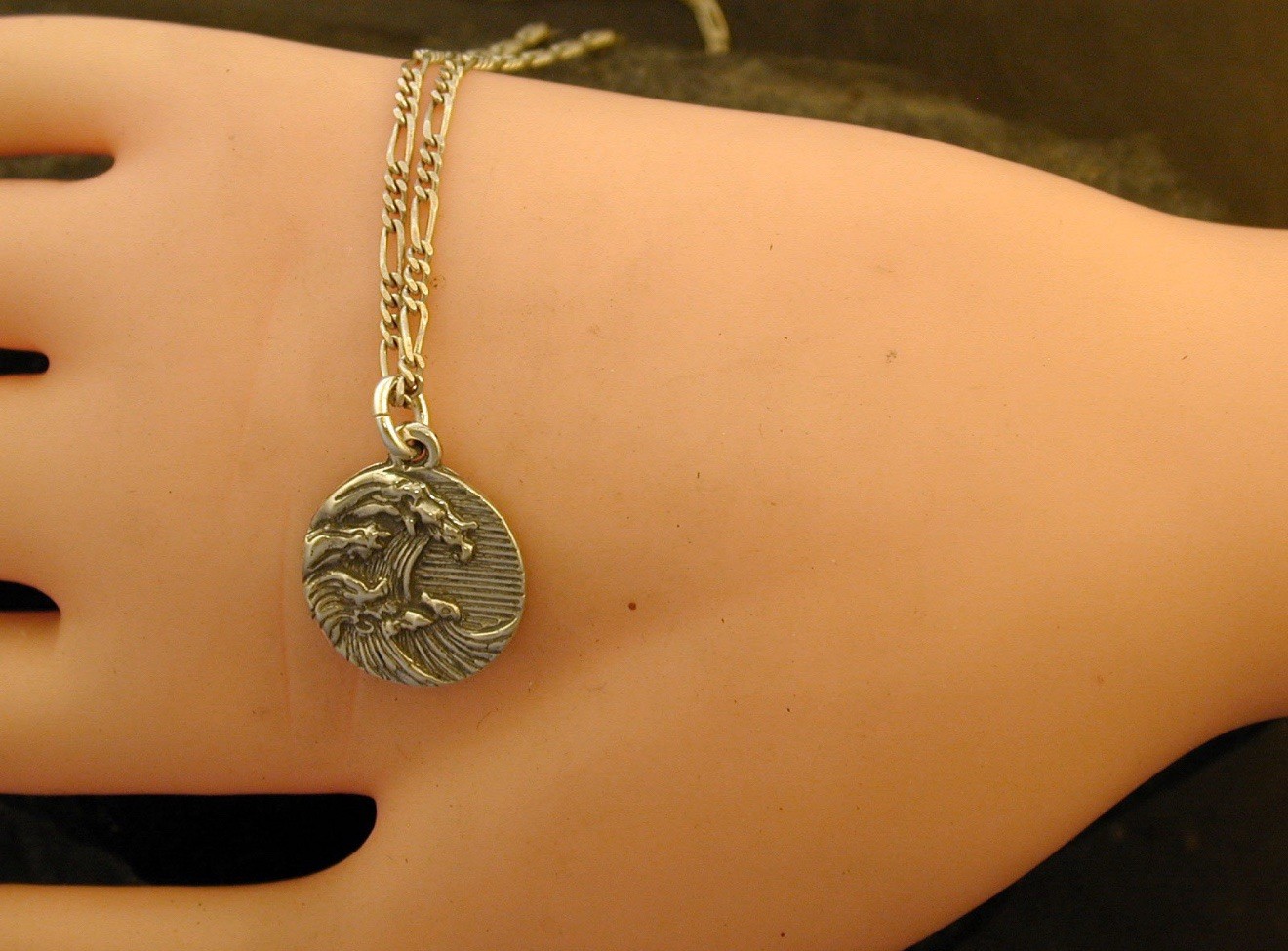 Sterling Silver Wave Pendant on 20 inch Sterling Silver Chain