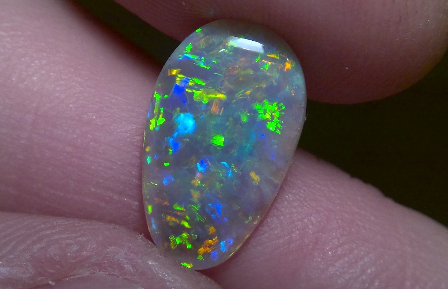 2.25cts Solid Lightning Ridge semi-black opal, stunning Rainbow fire + video