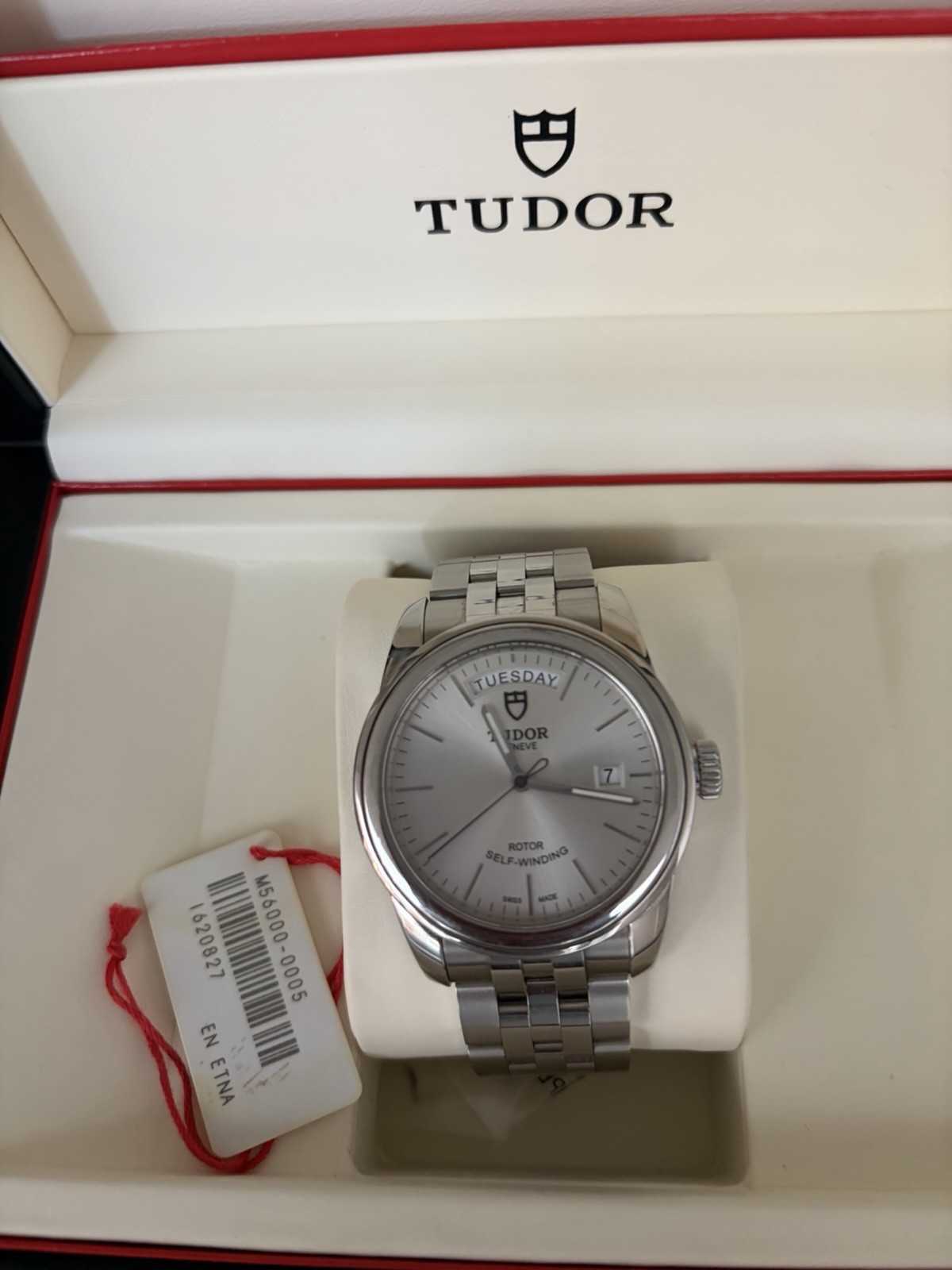 Tudor Glamour Day Date Opaline Dial M56000 39mm Men’s Watch + Box/Manual/Tag