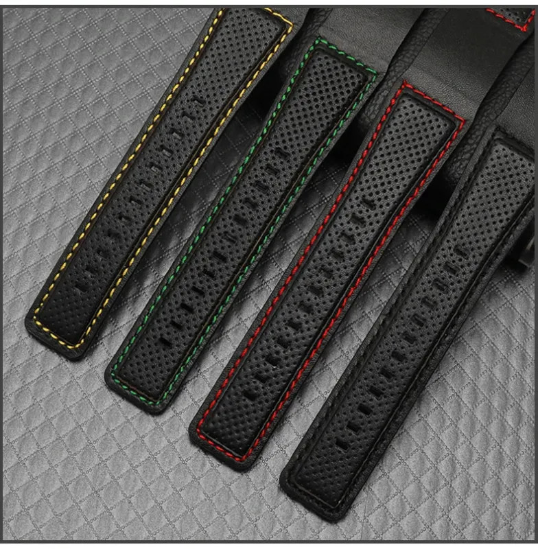 Leather Watch Strap For Dietrich OT-3 OTC-AO1 24mm Black Cowhide Wrist Band