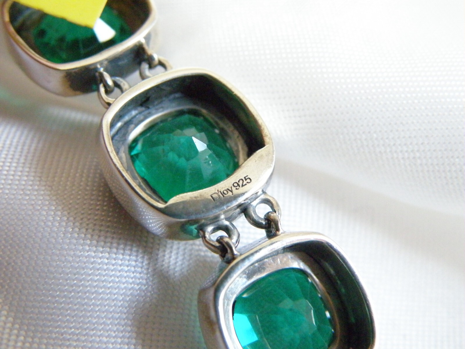 Sterling Silver 925 Green Fluorite Gemstone Tennis Station Bracelet