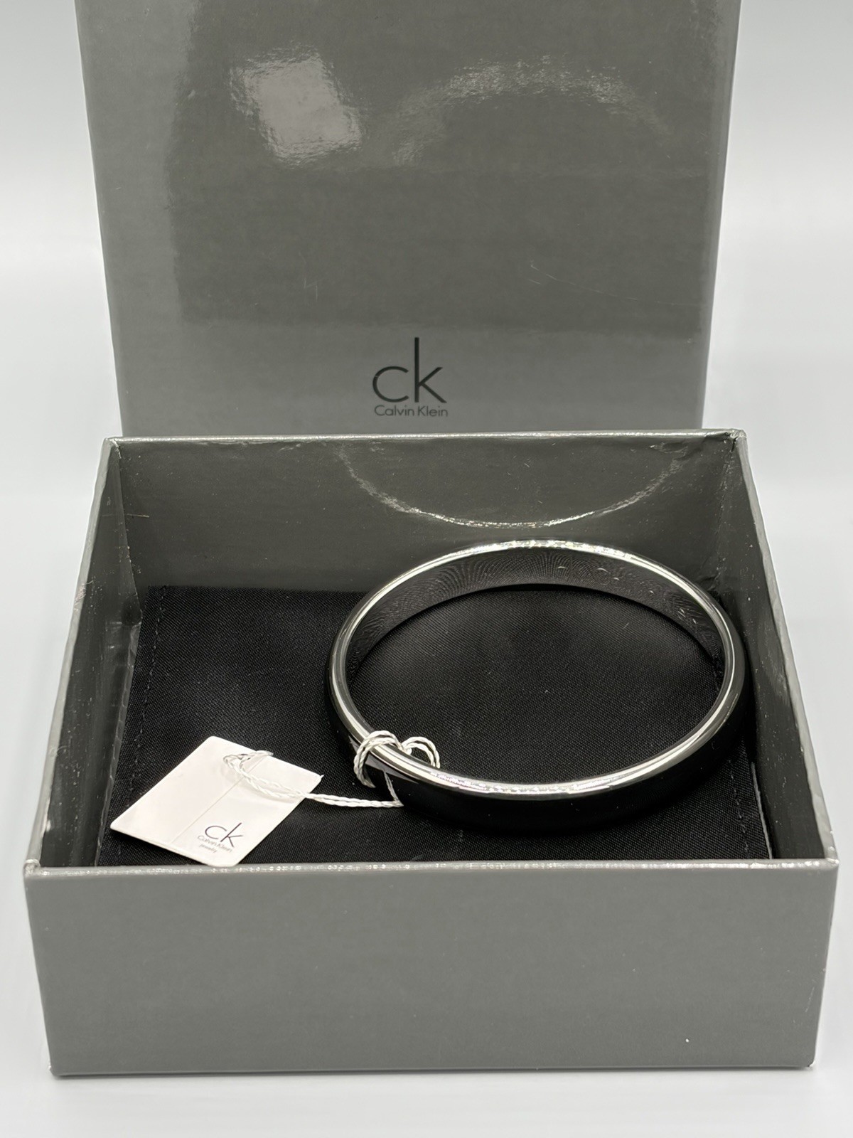 Calvin Klein Black & Silver Bangle Bracelet – KJ51AB01040S – Size 8 – Brand New