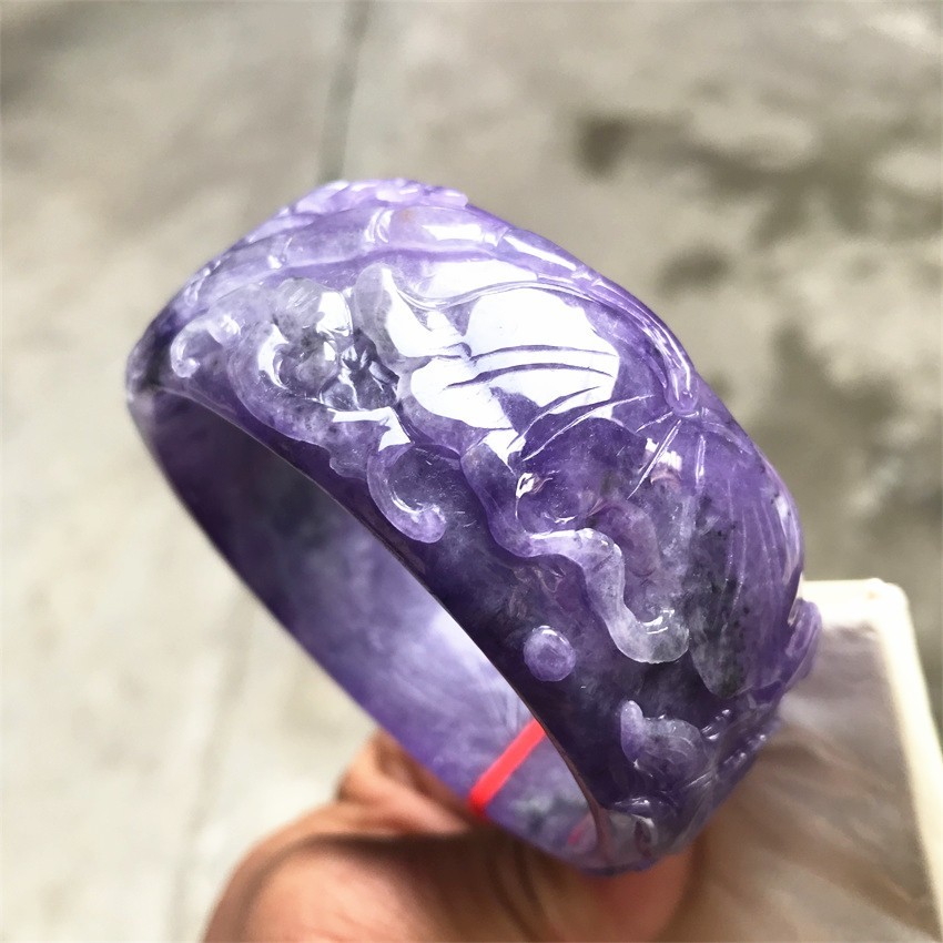 61MM Natural Icy Lavender Jadeite Jade Bracelet Burma Jadeite Jade Bangle