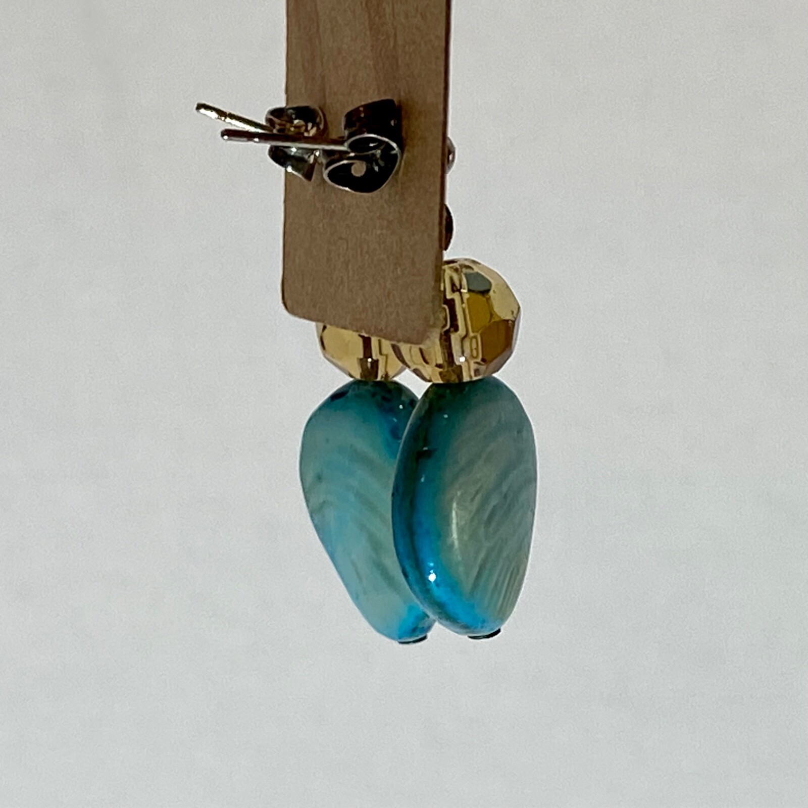 Turquoise Beaded Natural Ocean Beach Teal Sea Blue Dangle Drop Fine Earrings