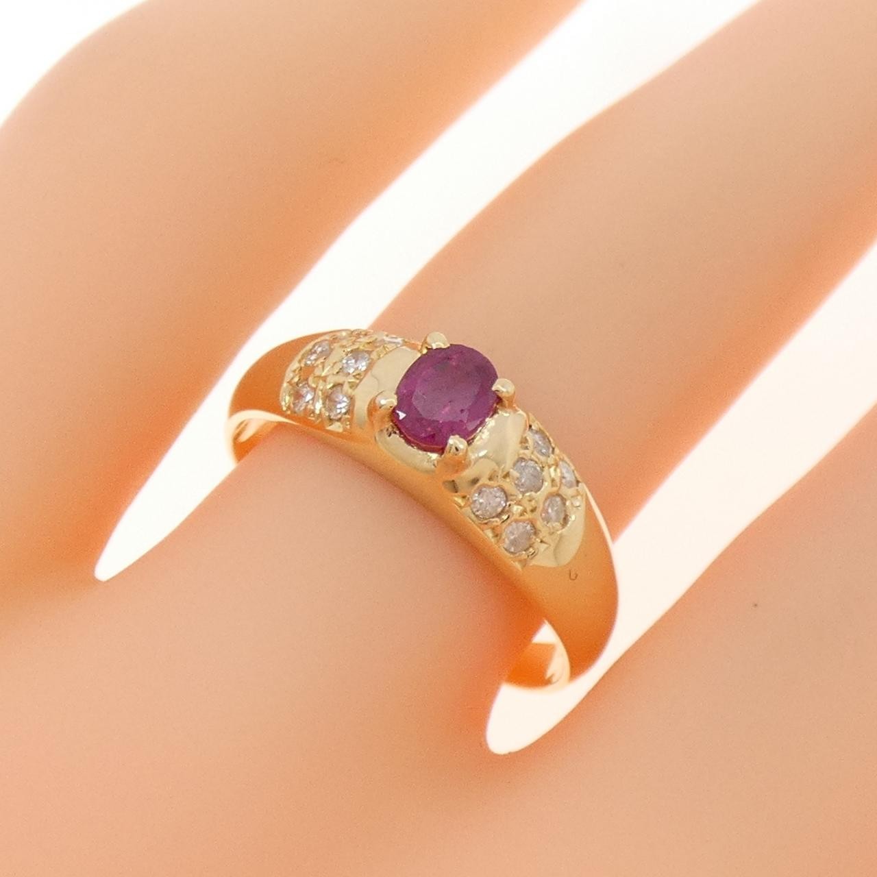 Authentic 18K Yellow Gold Ruby Ring #260-007-822-6692