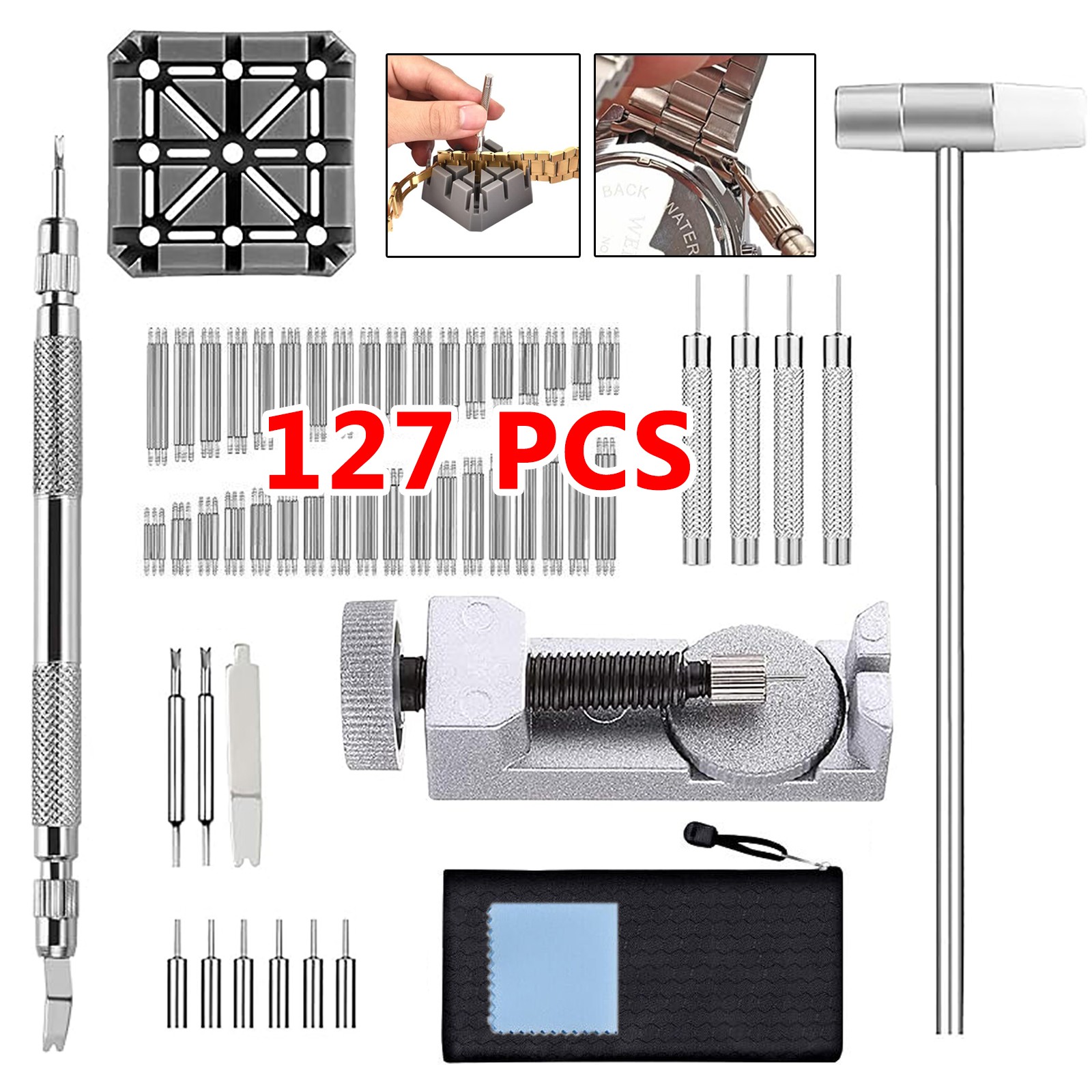 Adjustment Watch Band Strap Link Pin Remover Repair Tool Spring Bar Resizing Set