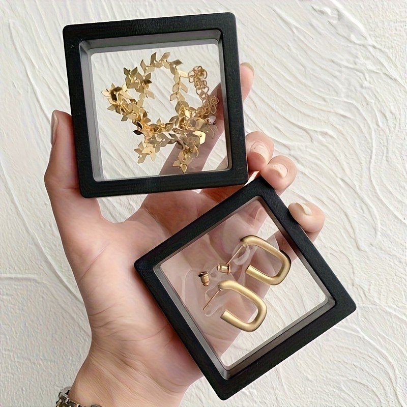 30/60Pcs Floating Display Case,lear Film Jewelry Storage Box Plastic Frame Stand