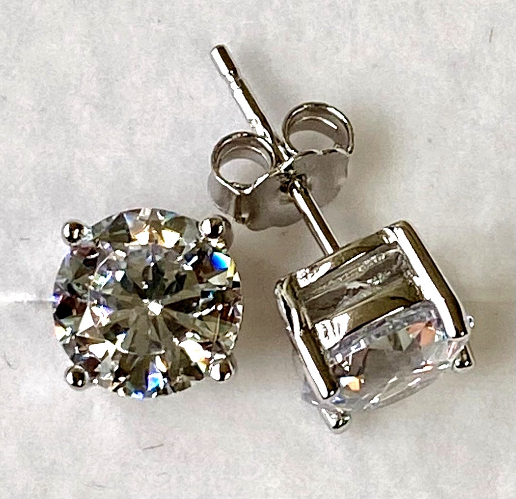 Diamonique Platinum Clad 100-Facet 3.00cttw Stud Earrings QVC