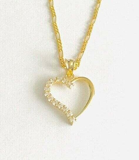 10K Real Gold Heart Love Charm 20″ Necklace, Solid Gold 25mm Heart- GP06-1