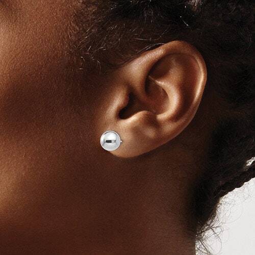 Solid 14k White gold 3mm 4mm 5mm 6mm 7mm 8mm Polished Ball Screw Back Earrings