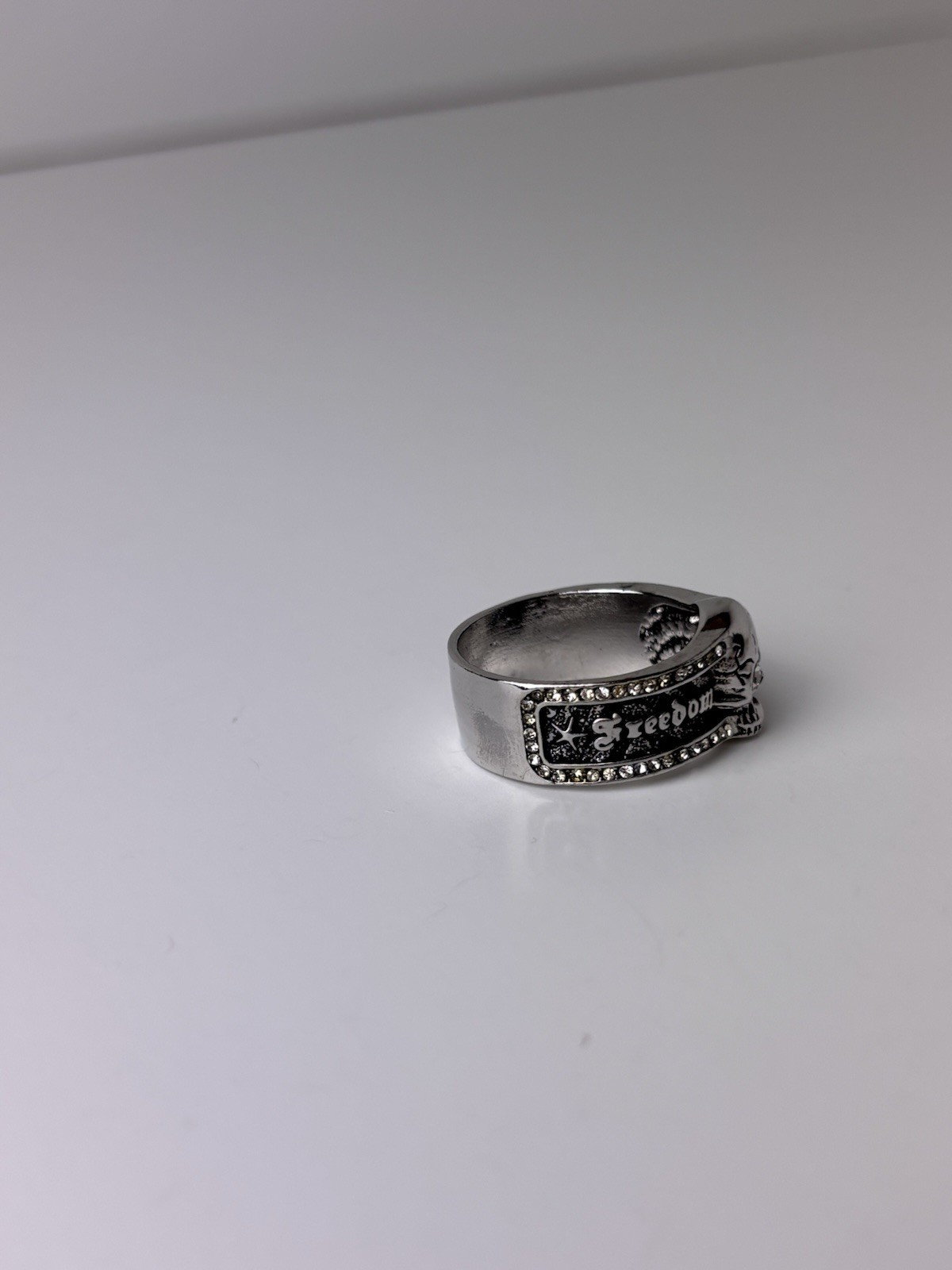 Men’s Silver Skull Ring 925 Sterling Silver Liberation Freedom Or Death Size 13