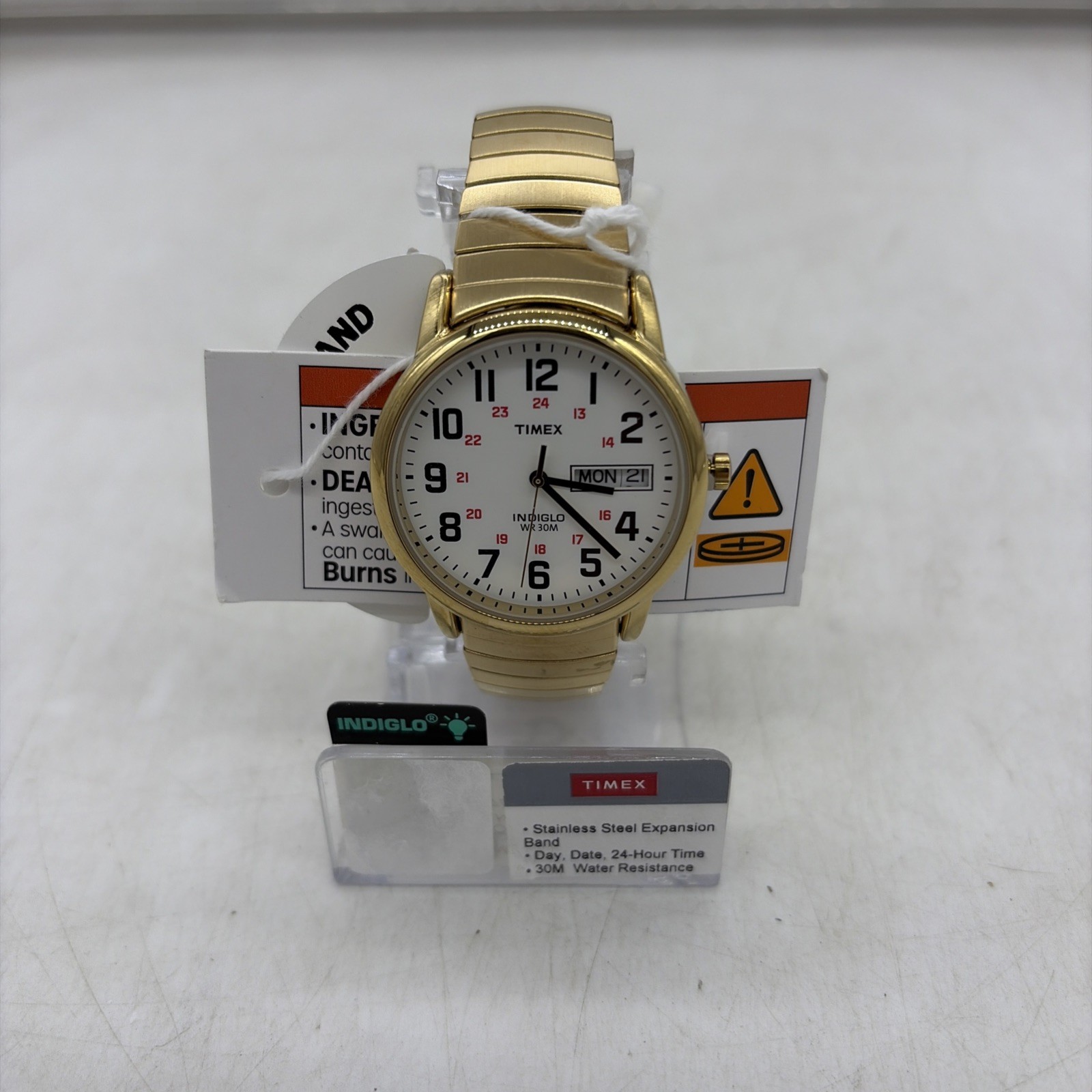 Timex Mens Easy Reader 35mm Gold Tone Expansion Band Watch – Day & Date – T2N092