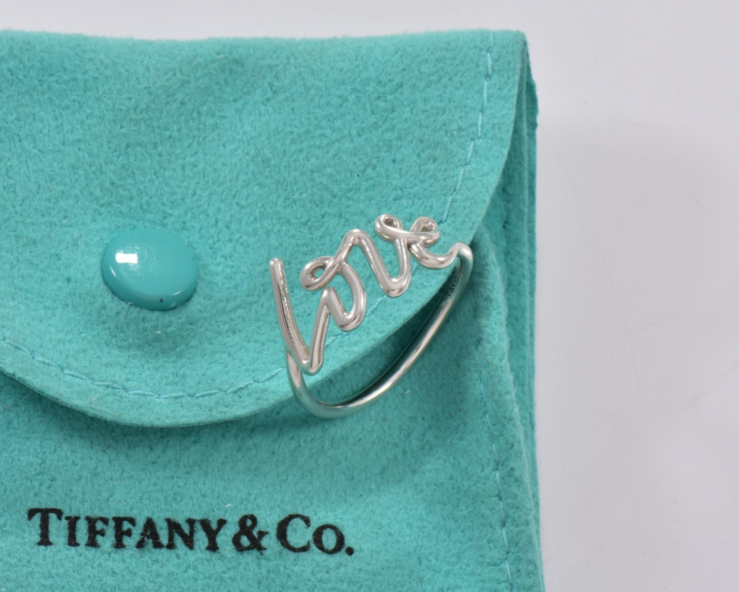 Size 8 Tiffany & Co Sterling Silver Paloma Picasso Graffiti Love Ring in Pouch