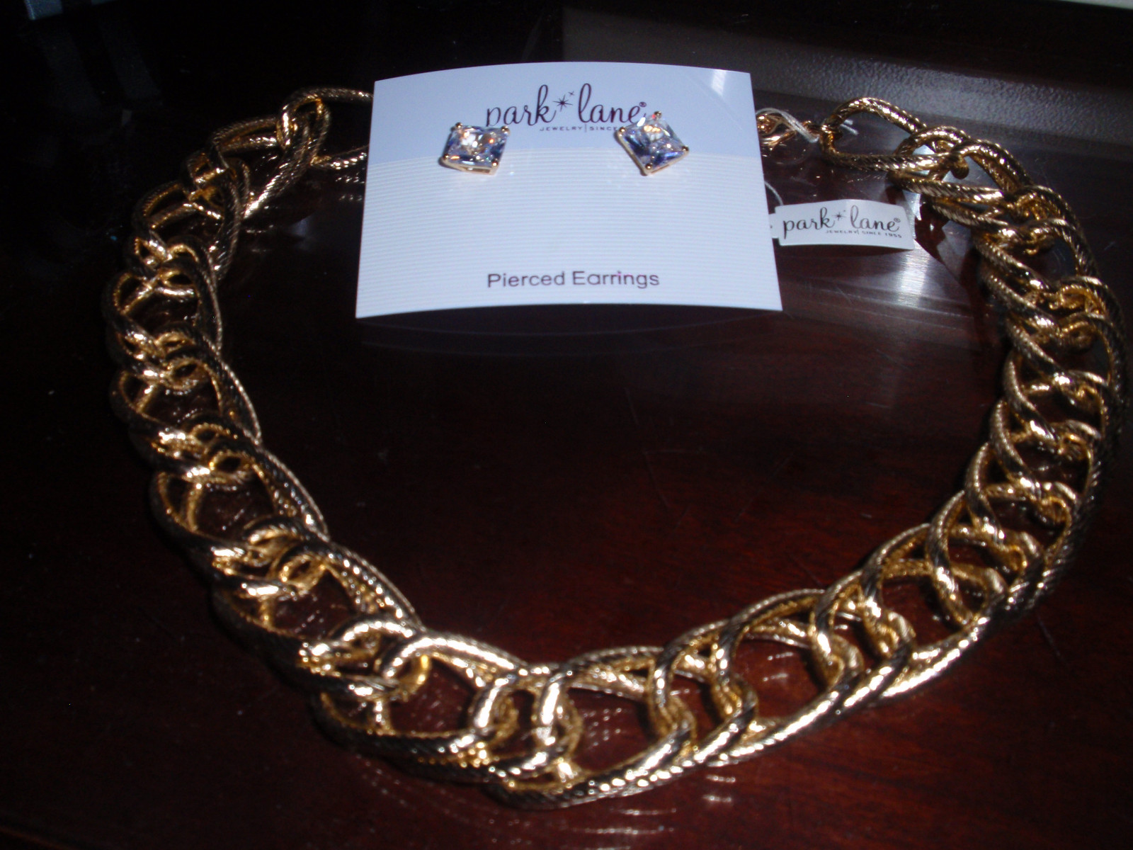 Park Lane Jewelry “LIV” Necklace & “VIVID” Earrings, Goldtone, CZ’s, NEW!