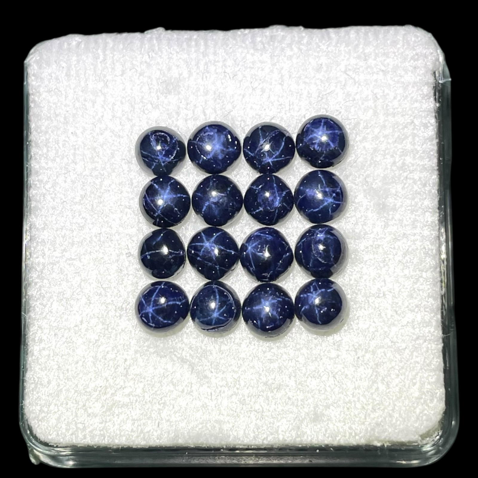 16 Pcs Natural Star Blue Sapphire 4mm Round Loose Cabochon Gemstones Lot