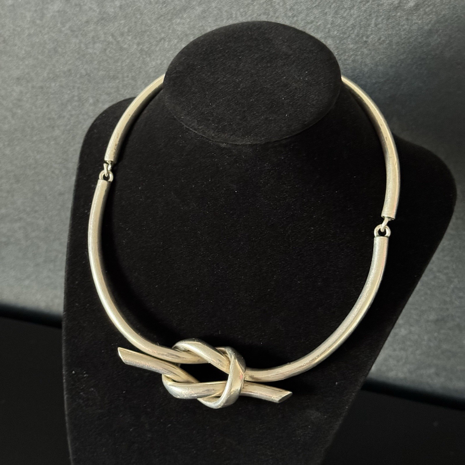 VTG 70’s Modernist Mexico 925 Sterling Silver Love Knot Collar Choker (61g)