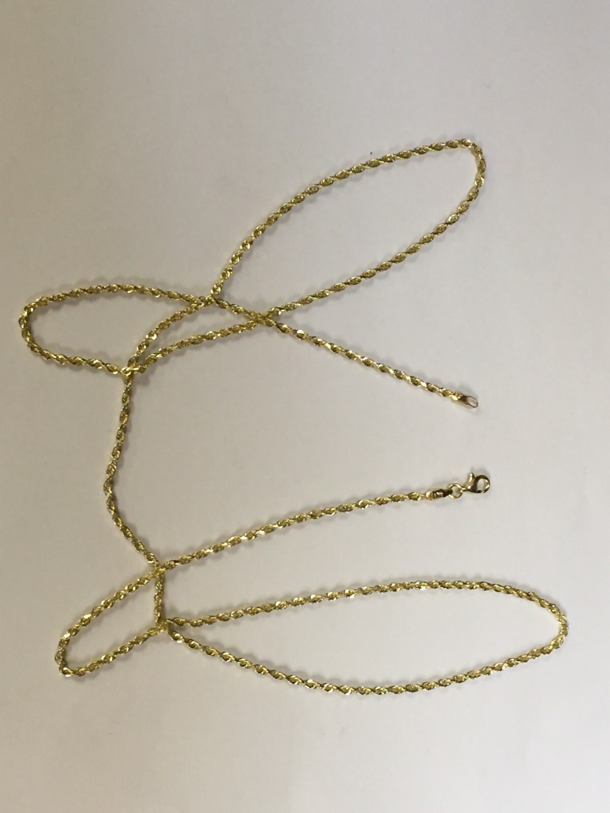 10k Yellow Gold 16″ Solid Diamond Cut ROPE Pendant Chain/Necklace 2mm 3 Grams