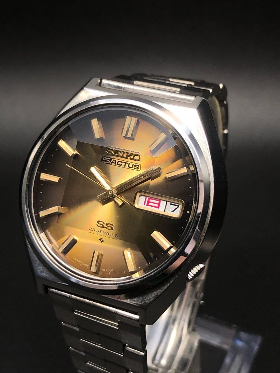 [B1P] SEIKO 5 Actus Faceted Cut Glass 1975 Vintage Automatic Watch [y7x]