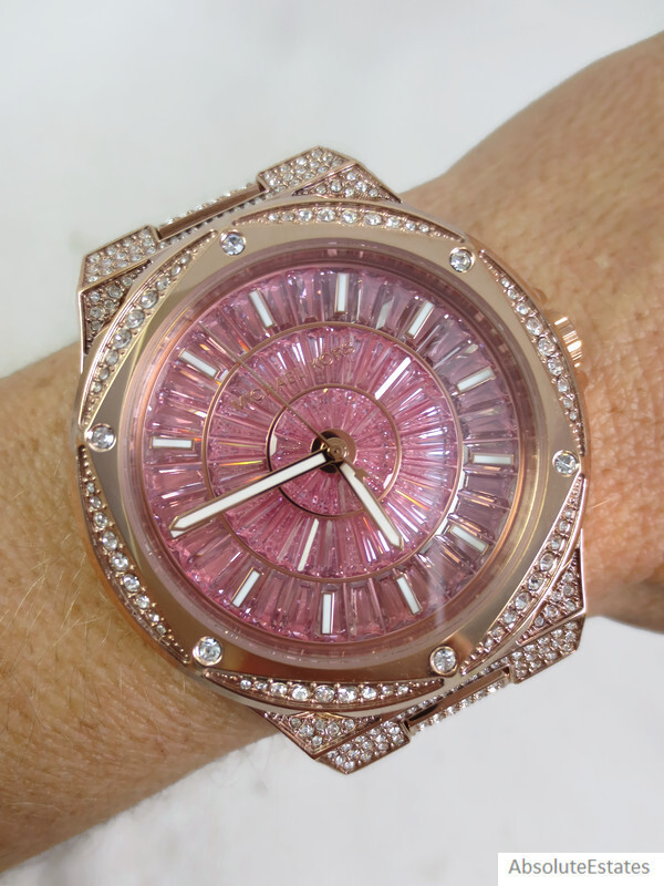NEW Michael Kors Lennox Pave Glitz Pink Crystal Rose Gold Watch MK6992 NWT + Box