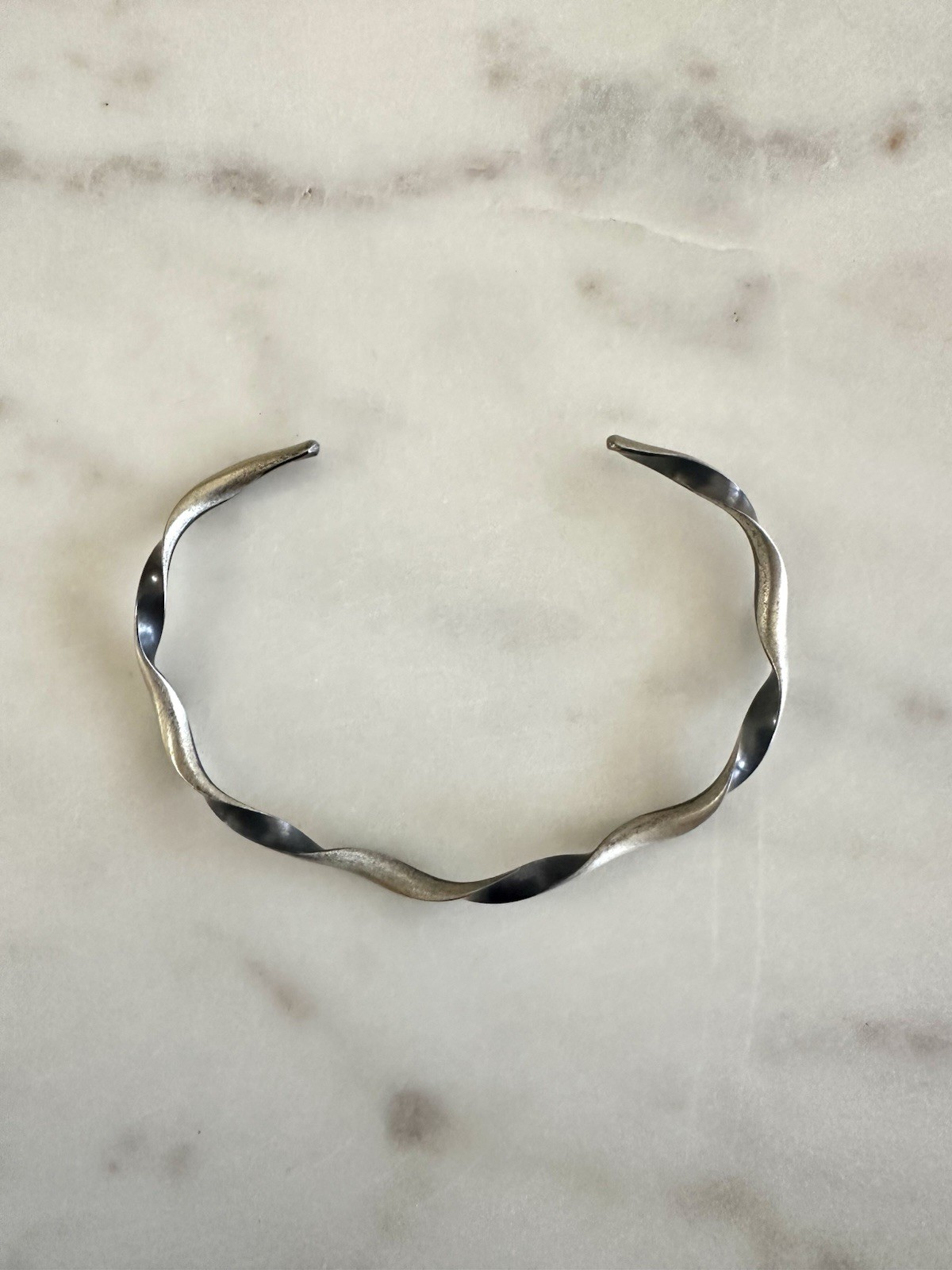 Taber Studios Sterling Silver Twisted Wave Open Cuff Bracelet Artisan Modern
