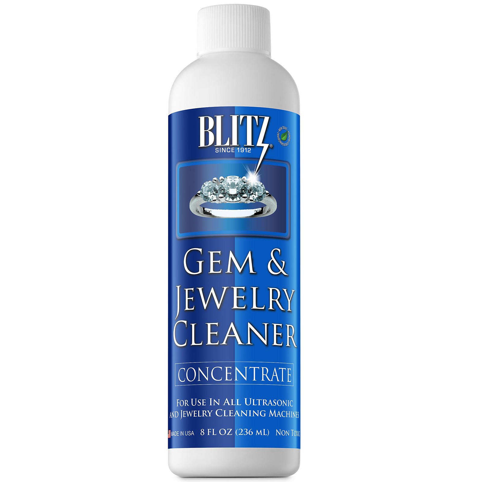 Blitz Gem & Jewelry Cleaner Liquid Concentrate 8 Ounces (Pack of 1),
