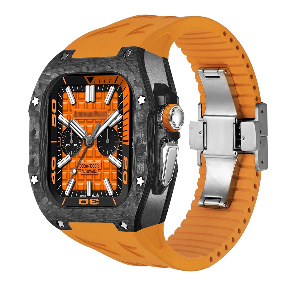 Luxury Titanium Carbon Fiber Case Rubber Band Mod Kit For Apple Watch Ultra 49MM