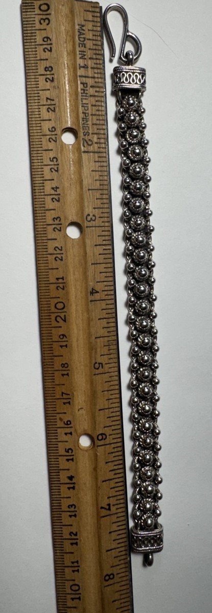 Suarti BA Bali 925 Sterling Silver Ball Bead Cluster Bracelet 44g 8″ S-Hook