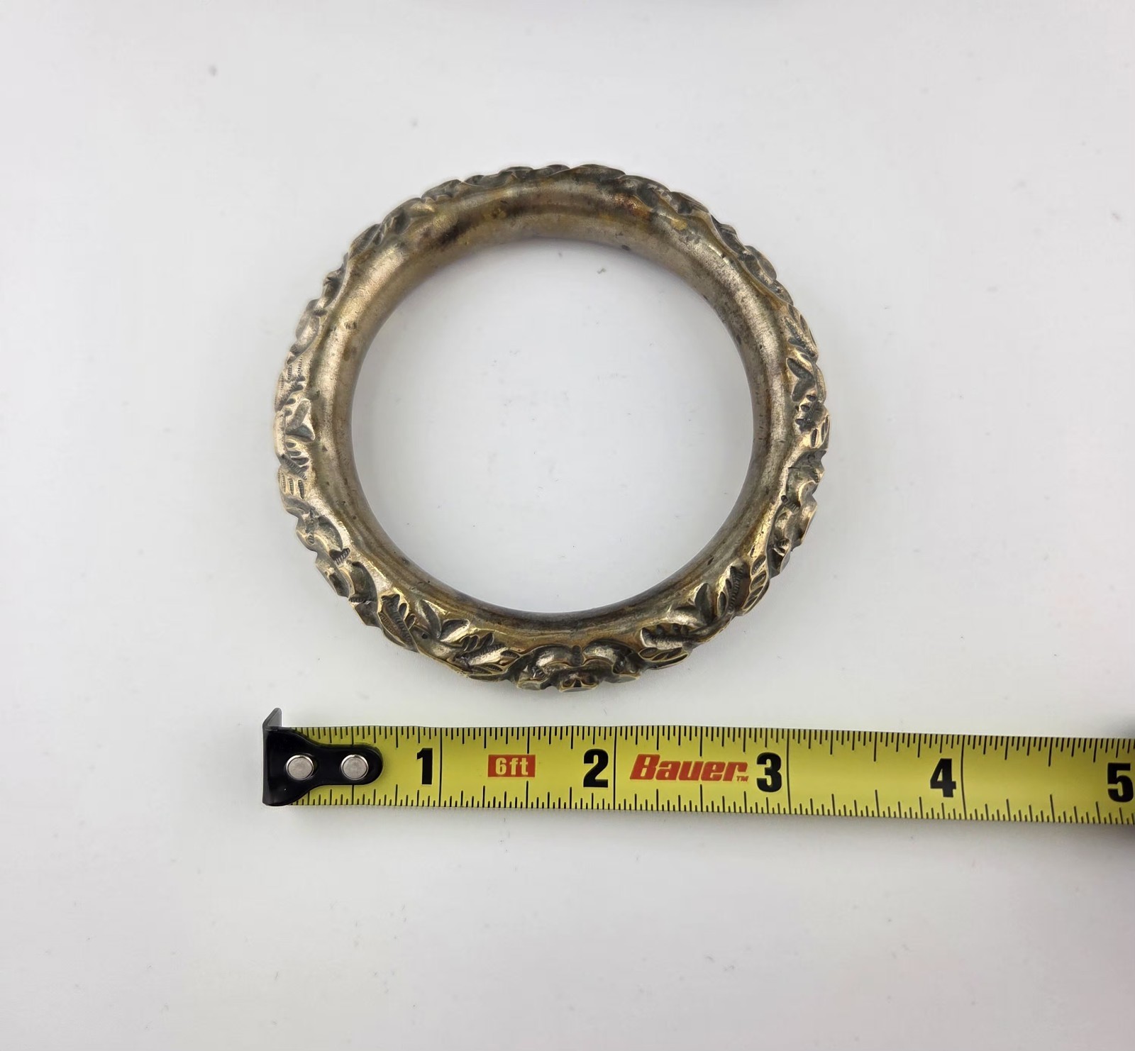 Vtg Brass Bangle Hollow Jingle Bracelet Chinese Wedding Size 8