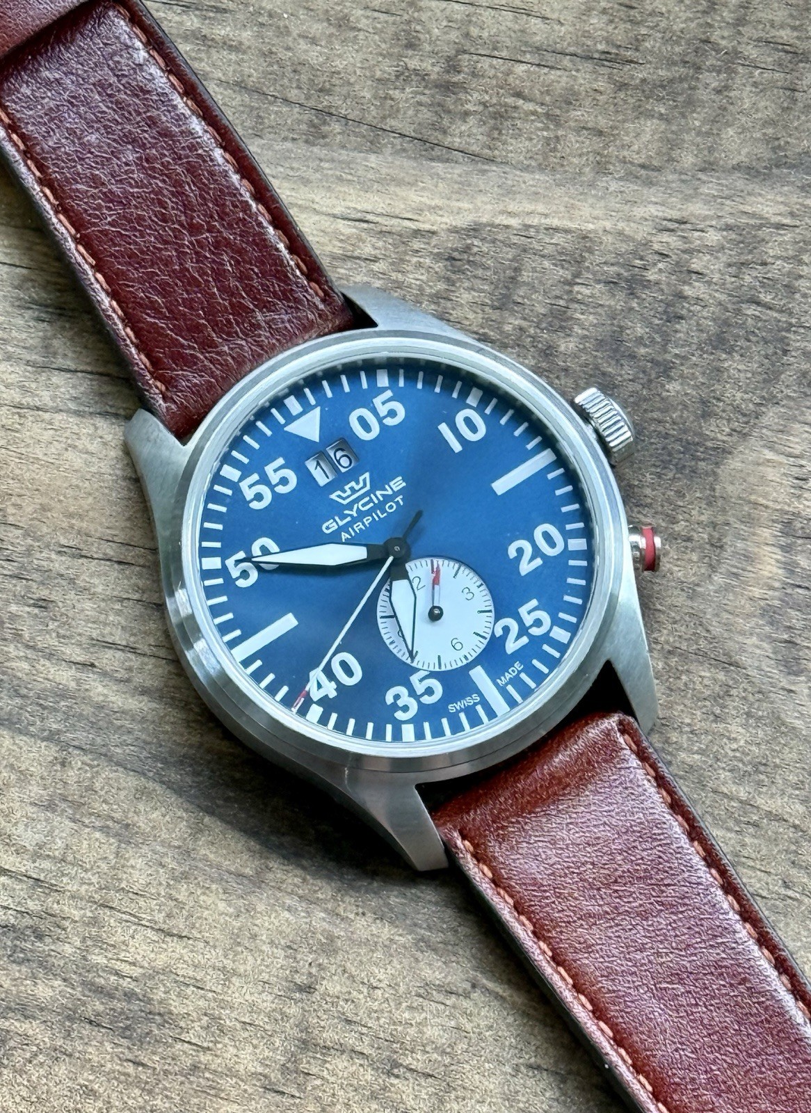 Glycine Airpilot Dual Time GMT Swiss Quartz Blue Dial GL0449 44mm Watch Only