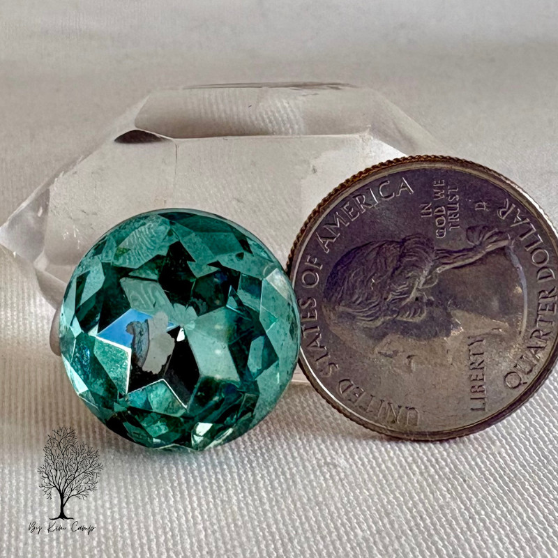 Vintage Czech NOS 20mm Aquamarine Glass Rhinestones Gold Foil Back Lot of 12