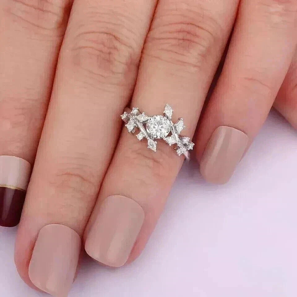 2Ct Round Cut Lab Created Diamond Women’s Engagement Ring 14K White Gold Plated