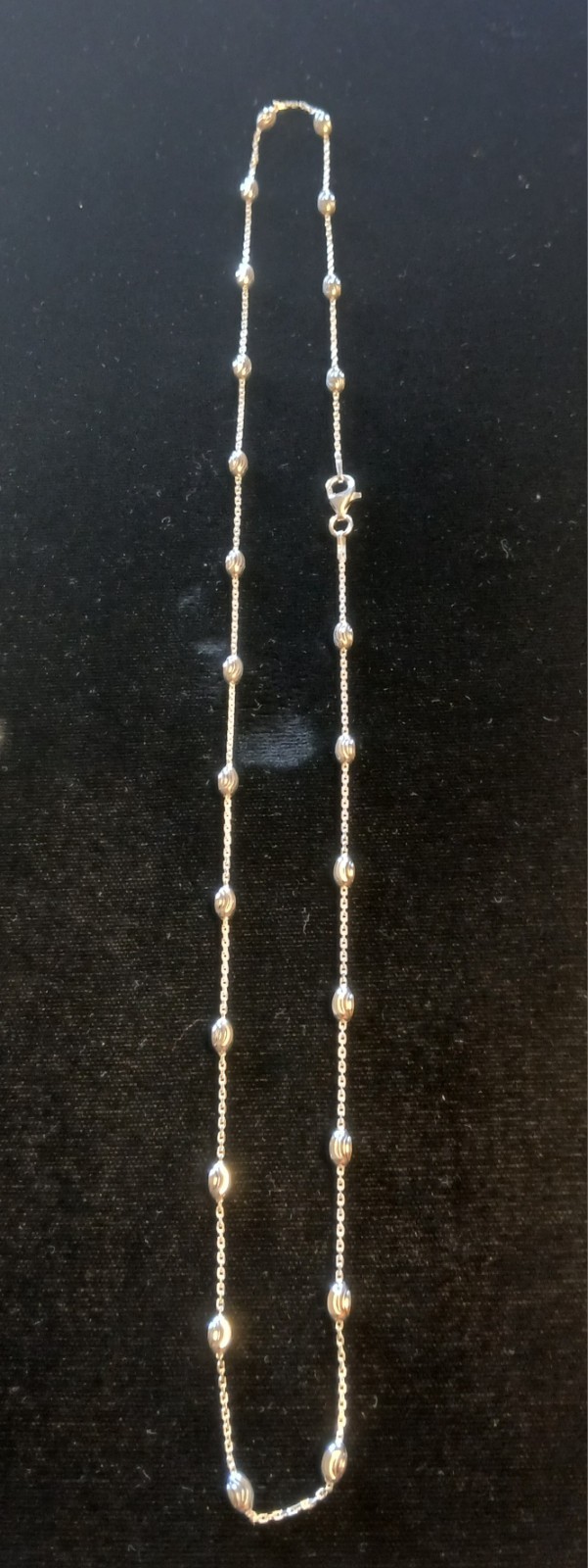 20″ Sterling Silver Station Oval Moon Cut Chain 3mm Moons 4.5 Grams 925 Italy