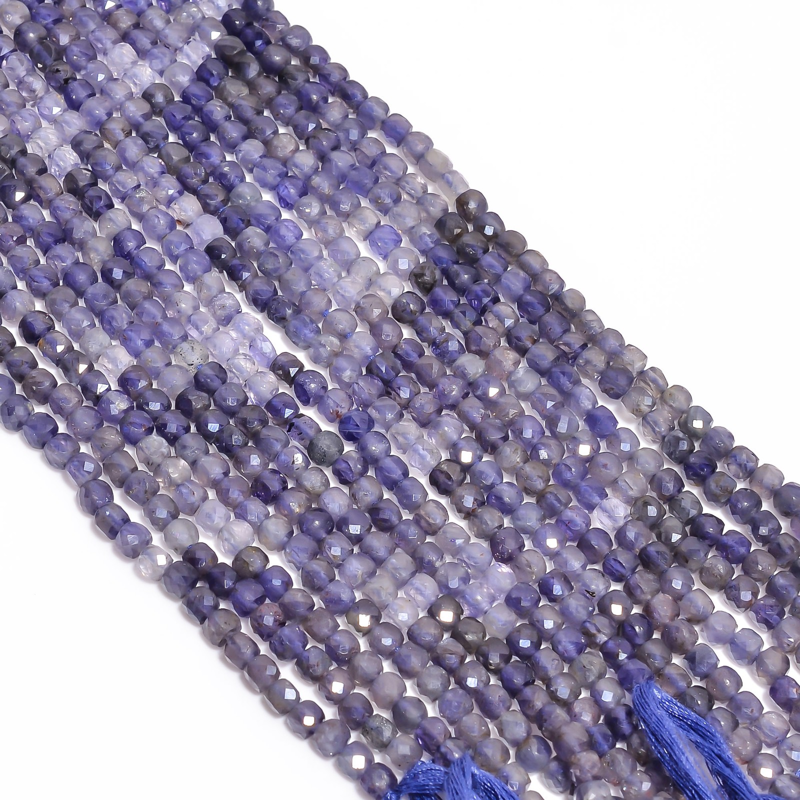 Iolite Gemstone Box Shape Faceted Beads 4X4 mm Strand 8″ UGB-298