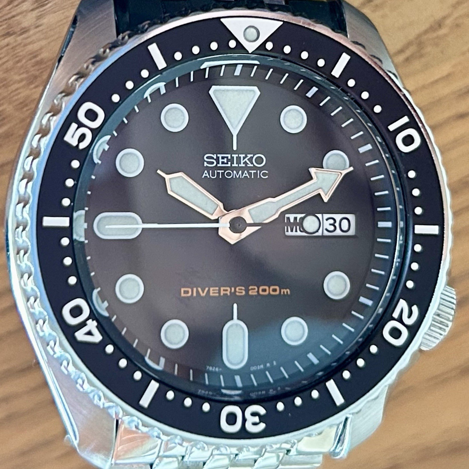 Seiko Diver SKX007 7S26-0020 w/ Steel Beads Of Rice Bracelet + PROOF OF SERVICE