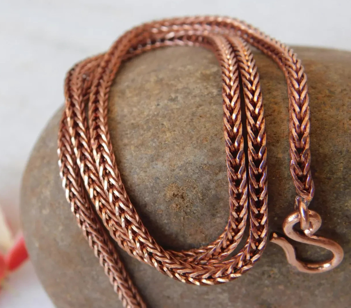 22 inch Pure Copper Flat Foxtail Chain Necklace Healing Copper Jewelry Spiritual