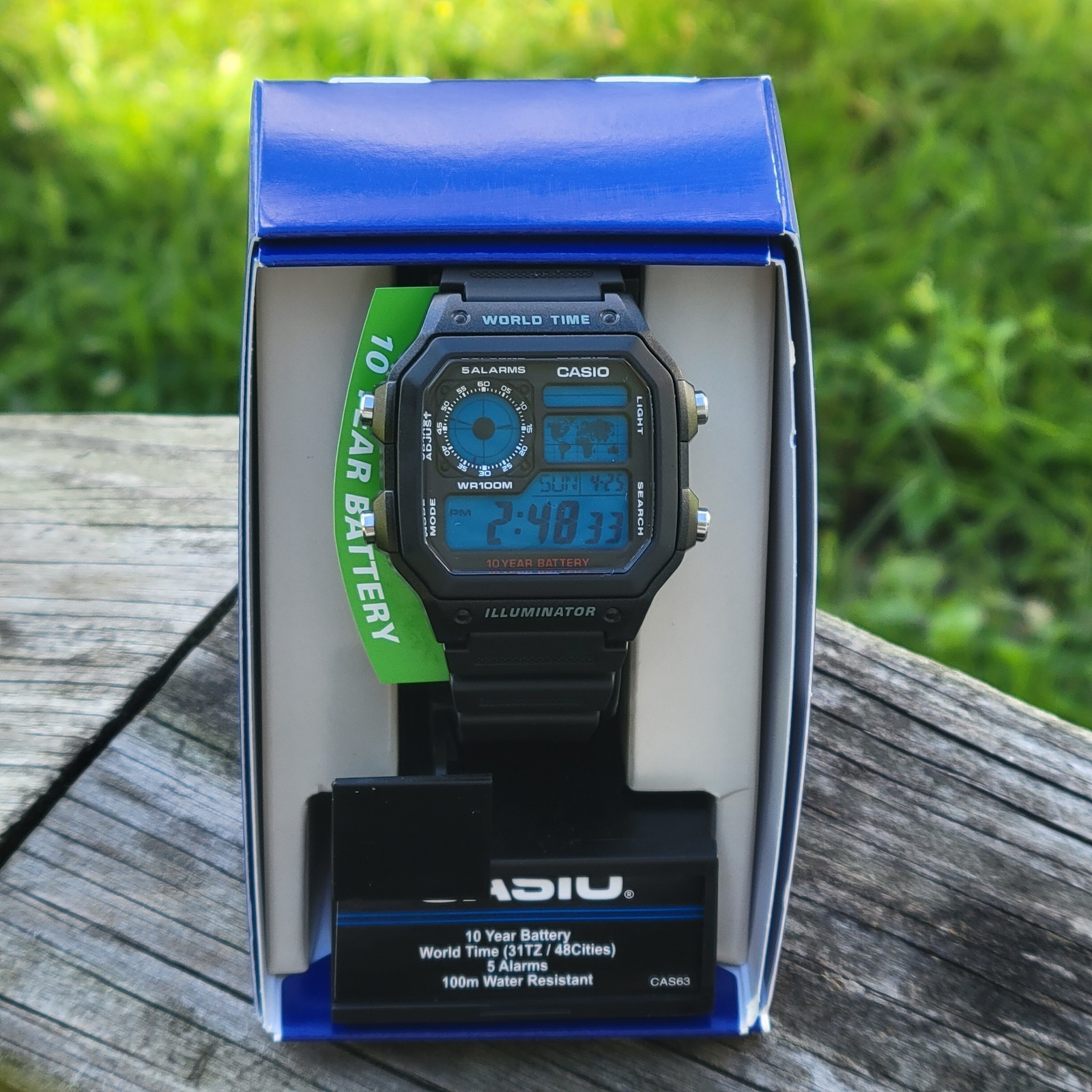 “Electric blue” Casio Royale (AE1200) Custom World Time Watch Mod Blue, New
