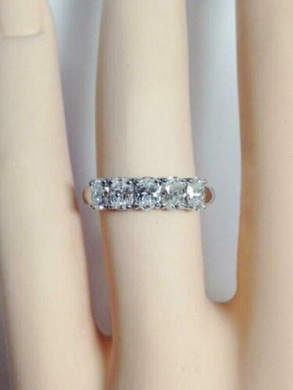 2.00 Ct Round Natural Diamond Half Eternity Wedding Band 14K White Gold 6 7 8
